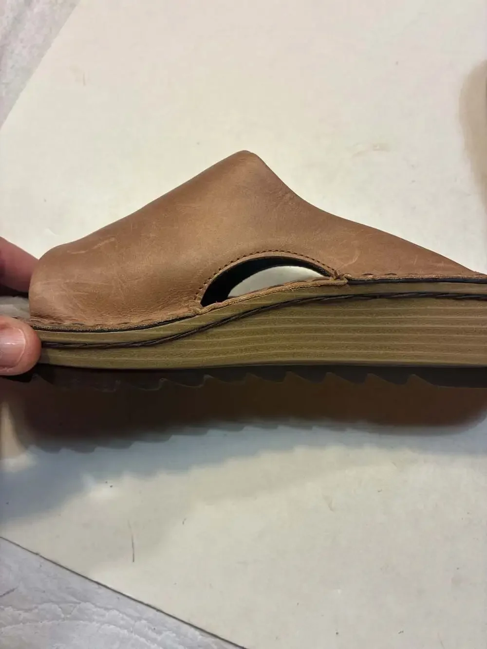Naot Ardisia Brown Leather Wedge Slide Sandals Size 39